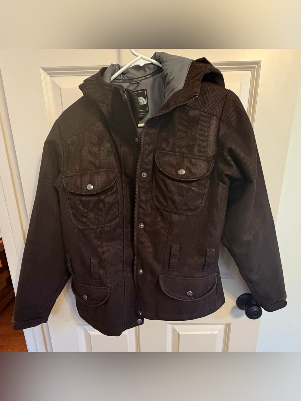 The North Face Women’s Dark Brown Hooded Field Jacket size small